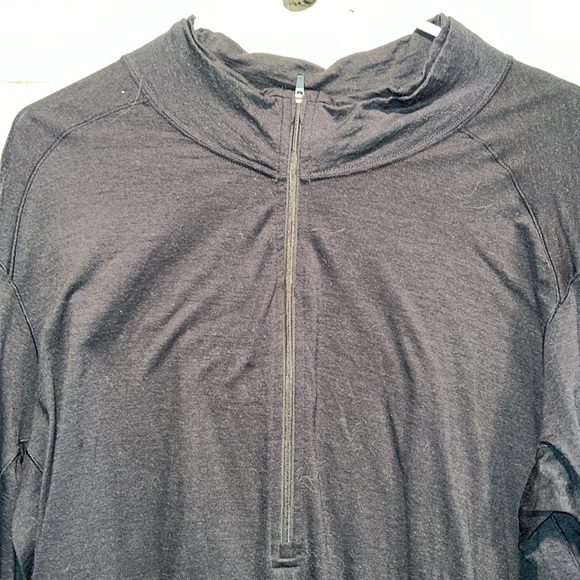 REI Sweater Mens XL Black Pullover Half Zip Wool Long Sleeve Outdoor base layer - Picture 2 of 9